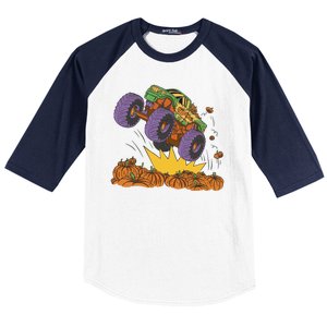 Monster Truck Pumpkin Patch Baseball Sleeve Shirt