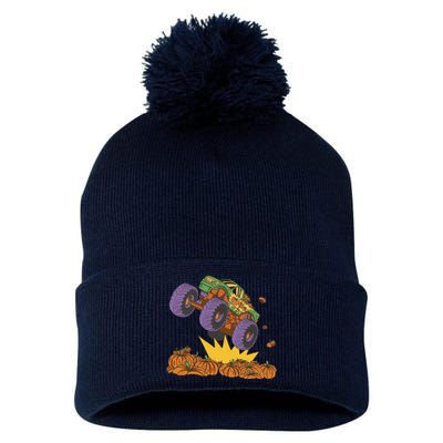 Monster Truck Pumpkin Patch Pom Pom 12in Knit Beanie