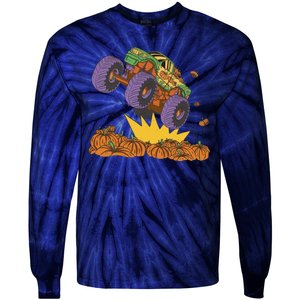 Monster Truck Pumpkin Patch Tie-Dye Long Sleeve Shirt