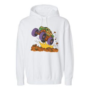 Monster Truck Pumpkin Patch Garment-Dyed Fleece Hoodie