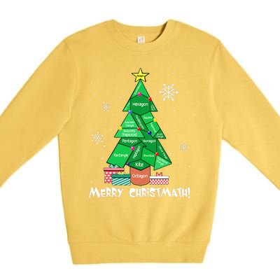 Math Teacher Polygon Christmas Tree Geometry Merry Christmas Premium Crewneck Sweatshirt