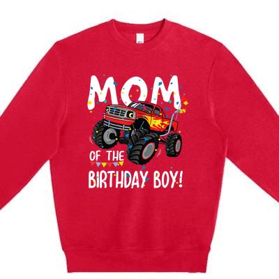 Monster Truck Party Mom Of Birthday Boy Gift Premium Crewneck Sweatshirt