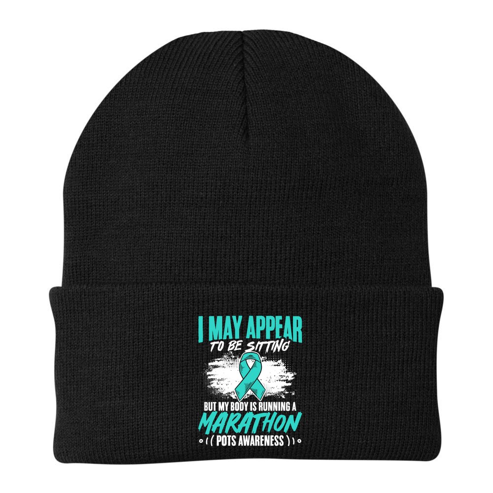 Marathon Turquoise Pots Awareness Dysautonomia Awareness Cool Gift Beanie