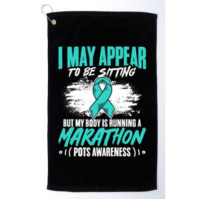 Marathon Turquoise Pots Awareness Dysautonomia Awareness Cool Gift Golf Towel