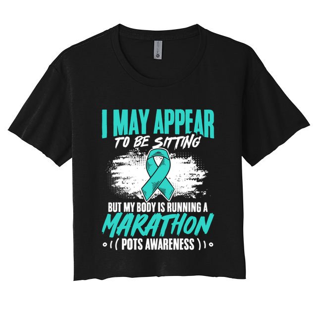 Marathon Turquoise Pots Awareness Dysautonomia Awareness Cool Gift Crop Top