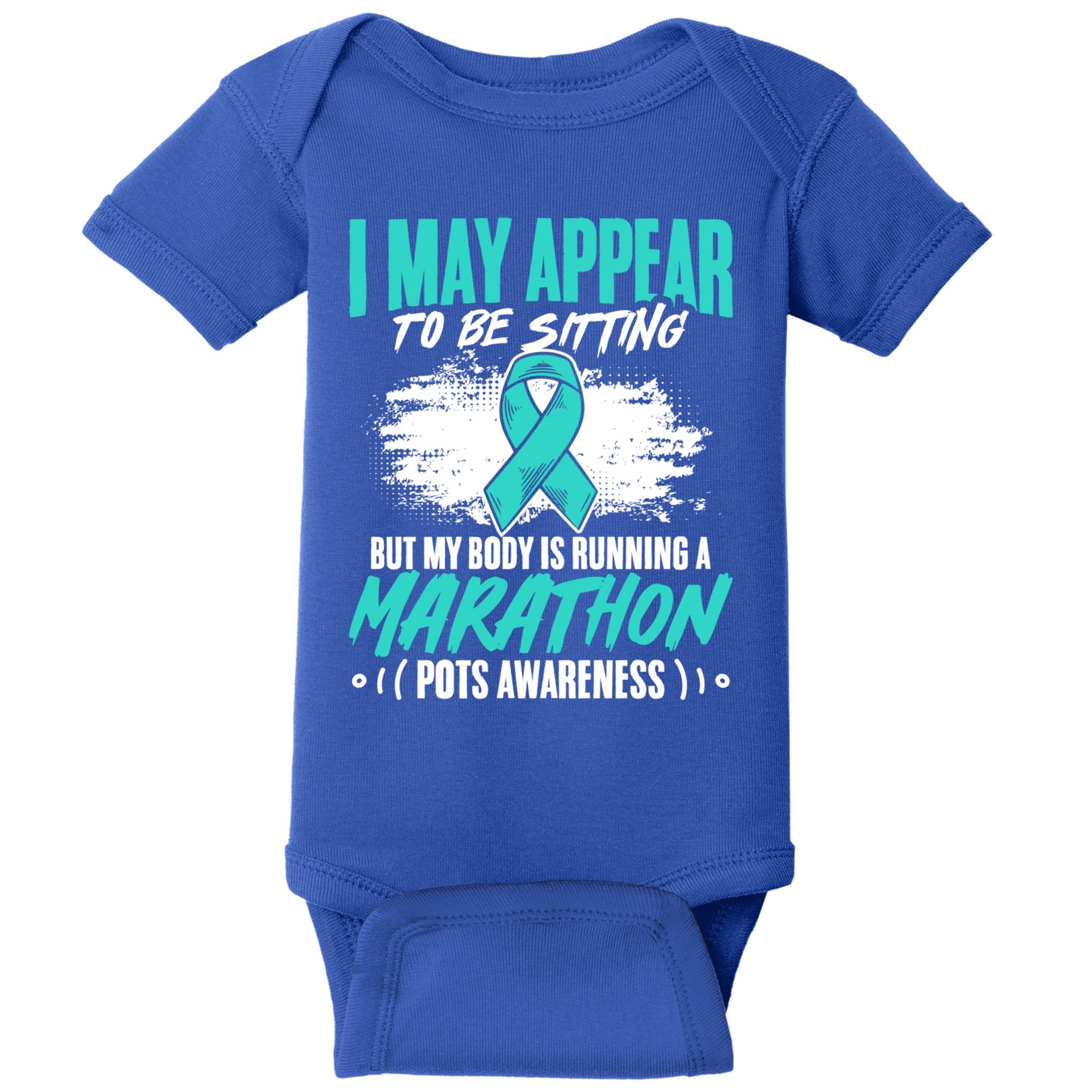 Marathon Turquoise Pots Awareness Dysautonomia Awareness Cool Gift Baby Bodysuit