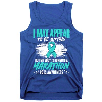 Marathon Turquoise Pots Awareness Dysautonomia Awareness Cool Gift Tank Top