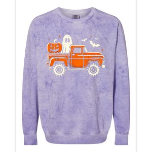 Monster Truck Pumpkin Ghost Halloween Colorblast Crewneck Sweatshirt