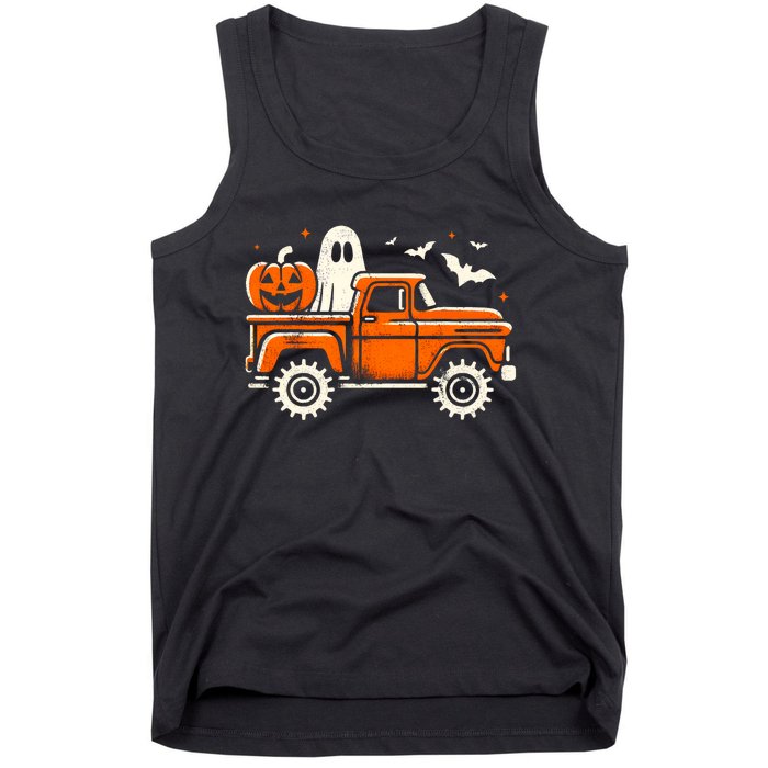 Monster Truck Pumpkin Ghost Halloween Tank Top