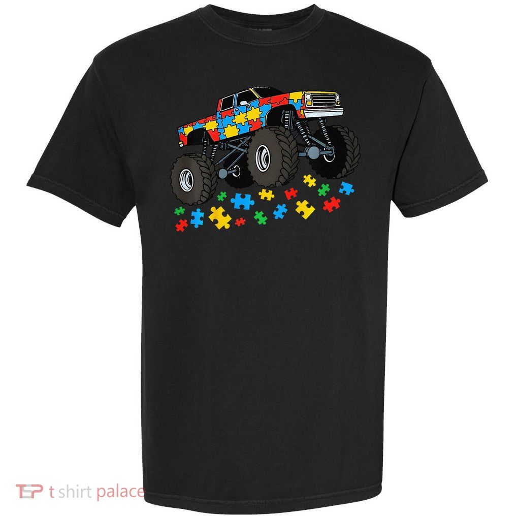 Monster Truck Puzzles Austim Awareness Garment-Dyed Heavyweight T-Shirt