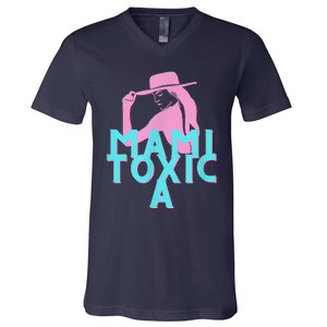 Mami ToxicA Pink With Aqua V-Neck T-Shirt