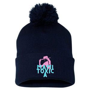 Mami ToxicA Pink With Aqua Pom Pom 12in Knit Beanie