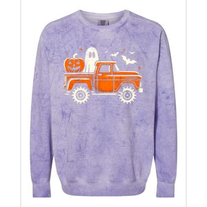 Monster Truck Pumpkin Ghost Halloween Colorblast Crewneck Sweatshirt