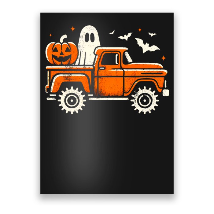 Monster Truck Pumpkin Ghost Halloween Poster