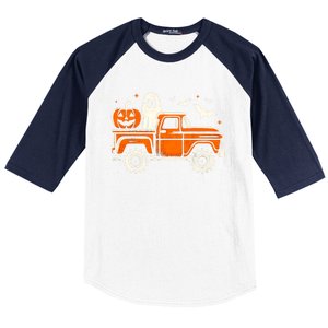 Monster Truck Pumpkin Ghost Halloween Baseball Sleeve Shirt