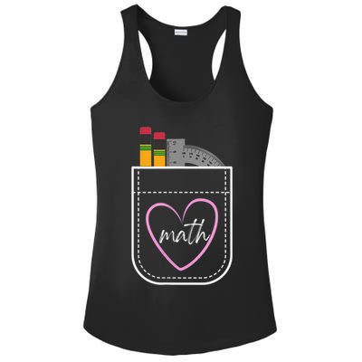 Math Teacher Pocket With Pencils And Protractor Ladies PosiCharge Competitor Racerback Tank