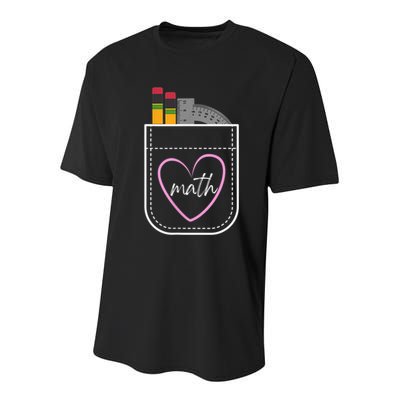 Math Teacher Pocket With Pencils And Protractor Youth Performance Sprint T-Shirt