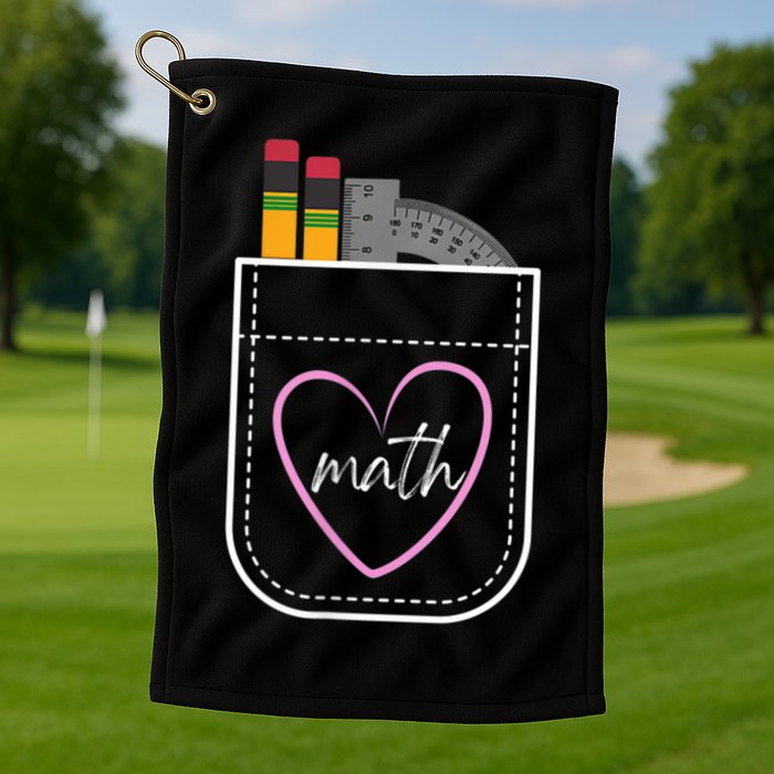 Math Teacher Pocket With Pencils And Protractor Golf Towel