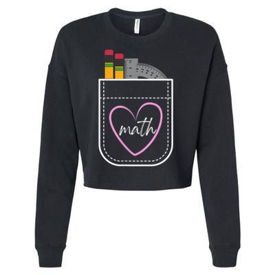 Math Teacher Pocket With Pencils And Protractor Cropped Pullover Crew