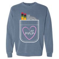 Math Teacher Pocket With Pencils And Protractor Garment-Dyed Sweatshirt