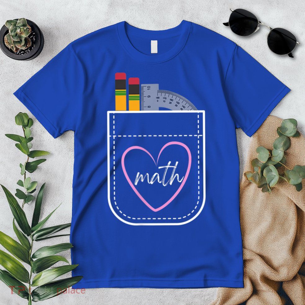 Math Teacher Pocket With Pencils And Protractor Premium T-Shirt