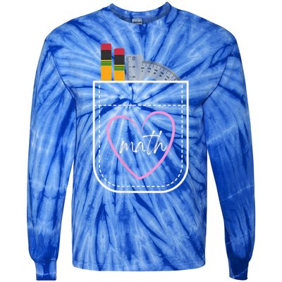 Math Teacher Pocket With Pencils And Protractor Tie-Dye Long Sleeve Shirt