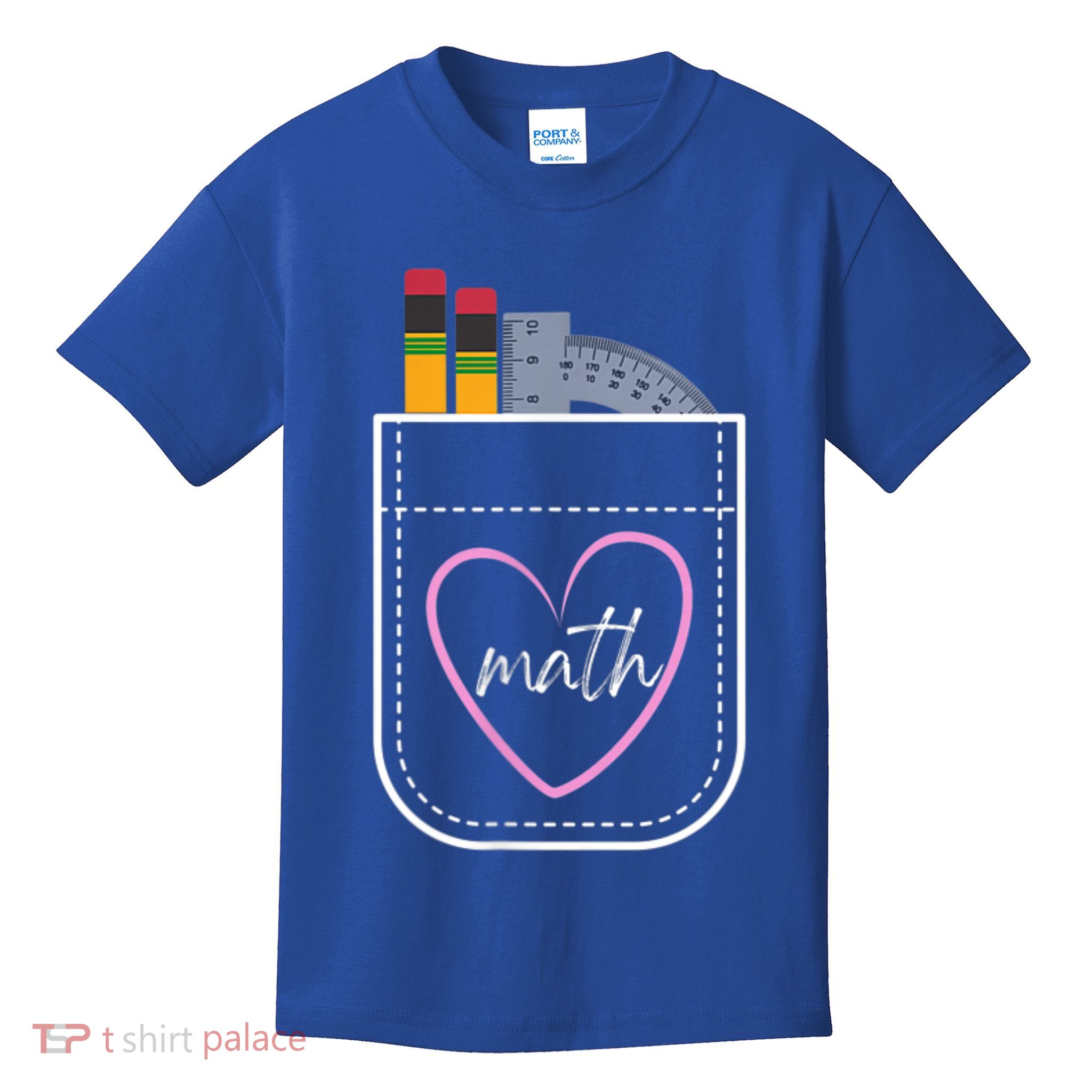 Math Teacher Pocket With Pencils And Protractor Kids T-Shirt