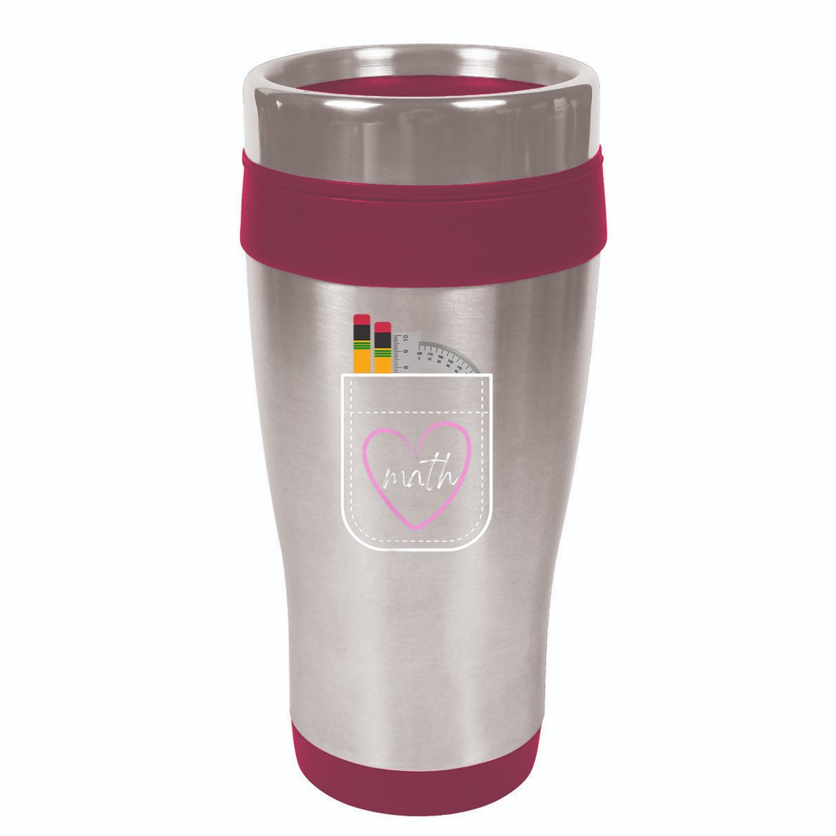 Math Teacher Pocket With Pencils And Protractor 16oz Travel Tumbler
