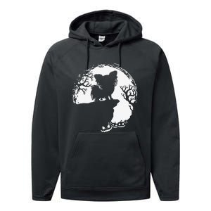 Moon Tree Pumpkin Mountain Incredible Papillion Dog Performance Fleece Hoodie