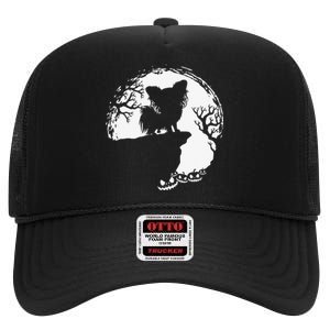 Moon Tree Pumpkin Mountain Incredible Papillion Dog High Crown Mesh Back Trucker Hat