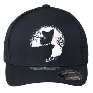 Moon Tree Pumpkin Mountain Incredible Papillion Dog Flexfit Unipanel Trucker Cap