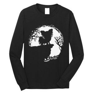 Moon Tree Pumpkin Mountain Incredible Papillion Dog Long Sleeve Shirt