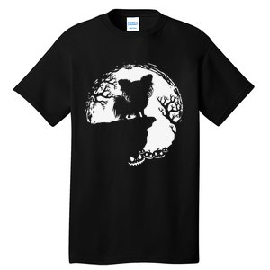 Moon Tree Pumpkin Mountain Incredible Papillion Dog Tall T-Shirt