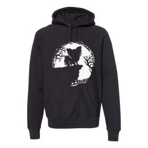 Moon Tree Pumpkin Mountain Incredible Papillion Dog Premium Hoodie