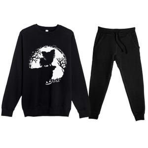 Moon Tree Pumpkin Mountain Incredible Papillion Dog Premium Crewneck Sweatsuit Set