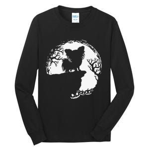 Moon Tree Pumpkin Mountain Incredible Papillion Dog Tall Long Sleeve T-Shirt