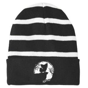 Moon Tree Pumpkin Mountain Incredible Papillion Dog Striped Beanie with Solid Band