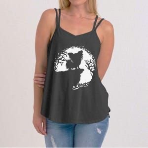 Moon Tree Pumpkin Mountain Incredible Papillion Dog Women's Strappy Tank