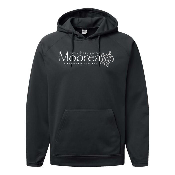 Moorea Turtle Polynesian Tribal Tattoo Turtle Performance Fleece Hoodie