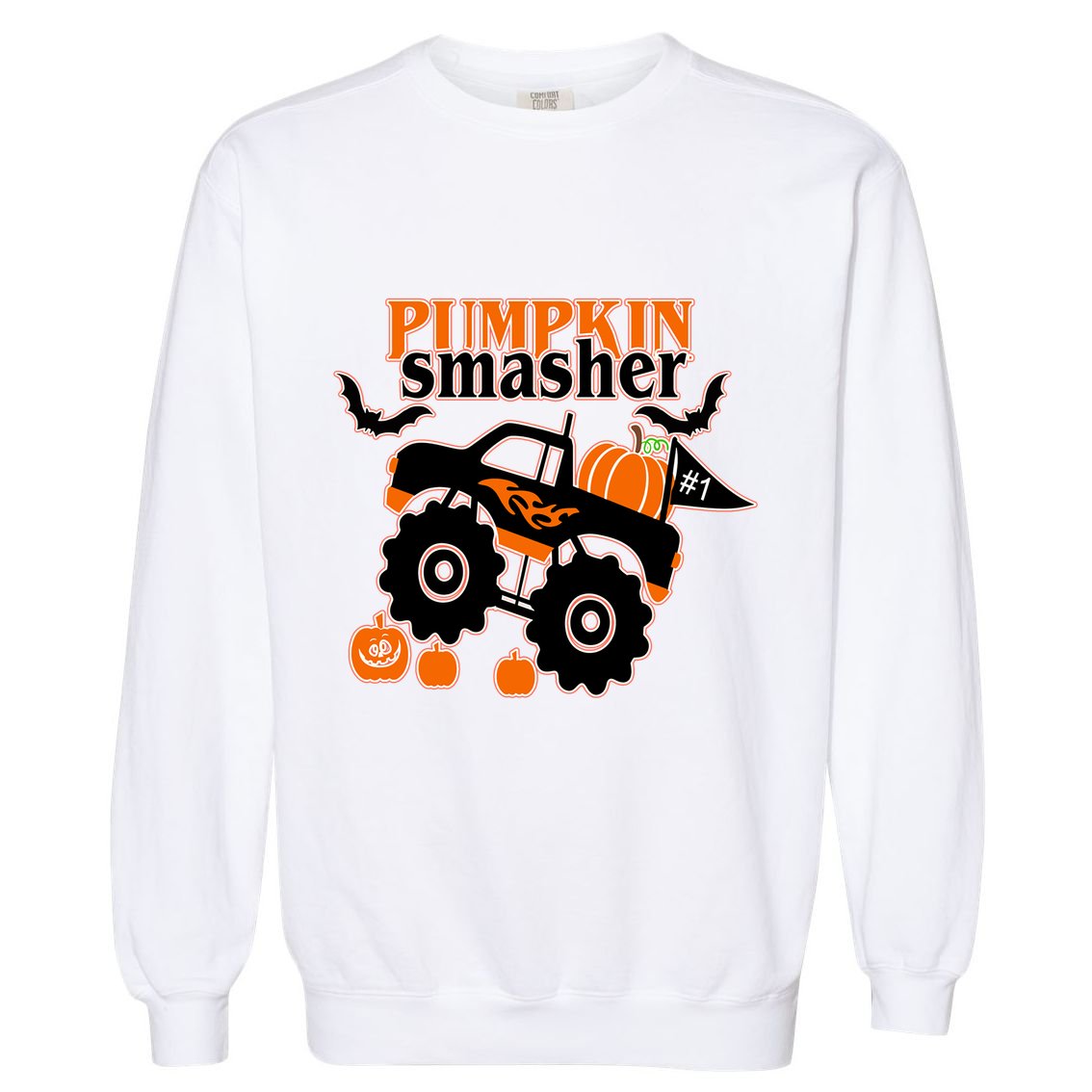 Monster Truck Pumpkin Smasher Funny Halloween Truck Cute Gift Garment-Dyed Sweatshirt