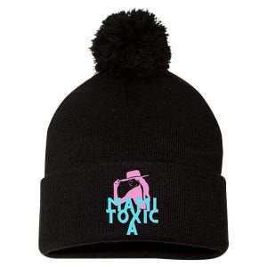 Mami ToxicA Pink with Aqua Pom Pom 12in Knit Beanie