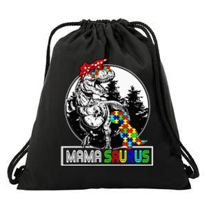 Mamasaurus T rex Dinosaur Mama Saurus Autism Awareness Drawstring Bag