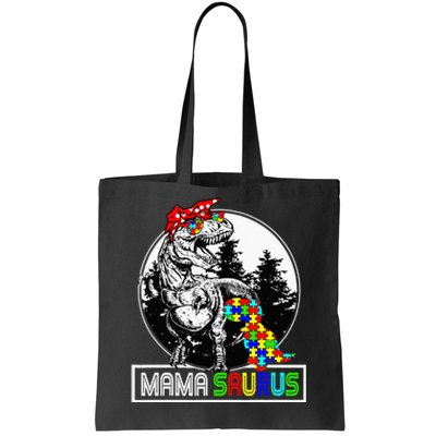 Mamasaurus T rex Dinosaur Mama Saurus Autism Awareness Tote Bag