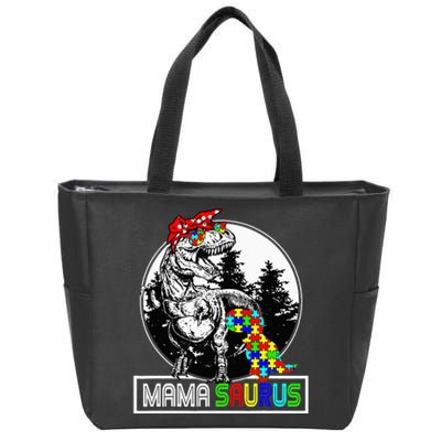 Mamasaurus T rex Dinosaur Mama Saurus Autism Awareness Zip Tote Bag