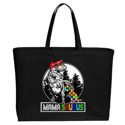 Mamasaurus T rex Dinosaur Mama Saurus Autism Awareness Cotton Canvas Jumbo Tote