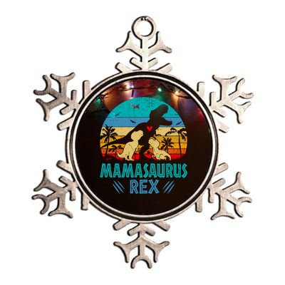 Mamasaurus T Rex Dinosaur Funny Mama Saurus Family Matching Metallic Star Ornament