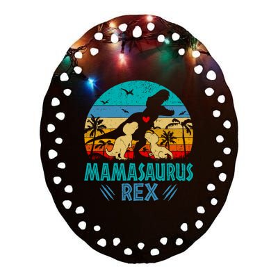 Mamasaurus T Rex Dinosaur Funny Mama Saurus Family Matching Ceramic Oval Ornament