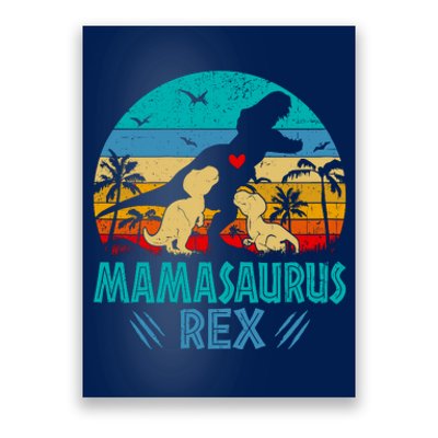 Mamasaurus T Rex Dinosaur Funny Mama Saurus Family Matching Poster