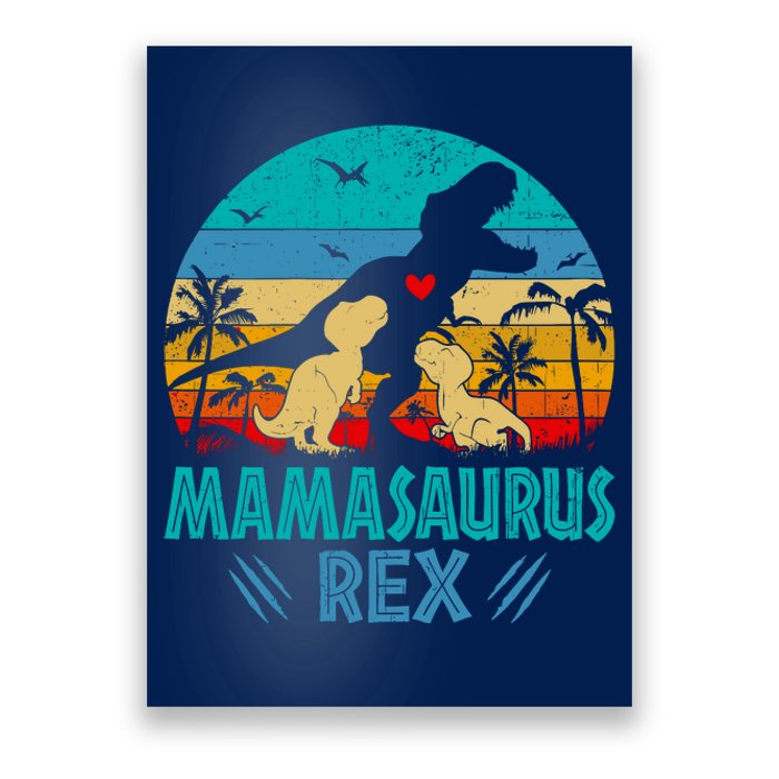 Mamasaurus T Rex Dinosaur Funny Mama Saurus Family Matching Poster