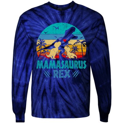 Mamasaurus T Rex Dinosaur Funny Mama Saurus Family Matching Tie-Dye Long Sleeve Shirt